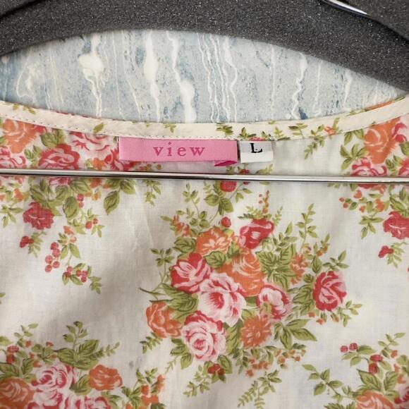 Preppy Boho Cottage Floral Sleeveless Pleated Top (L) - Picture 2 of 7